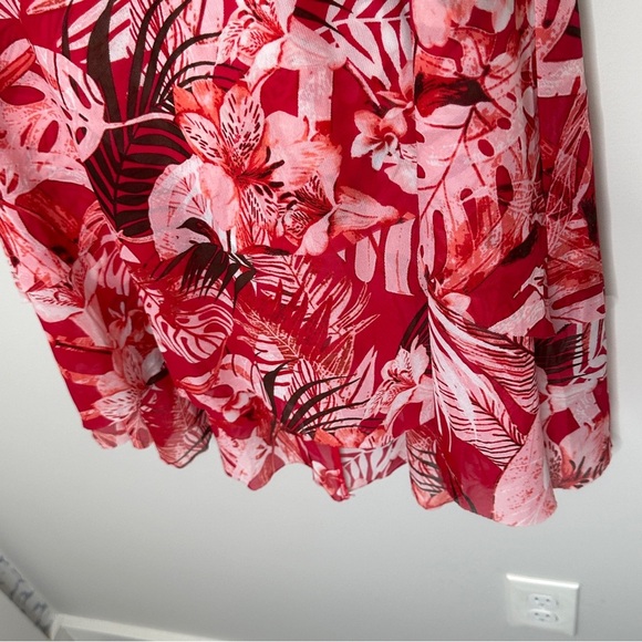 White House Black Market Size 2 Tropical‎ Wave Mesh MIDI Wrap Skirt NWT $120 - Picture 8 of 14